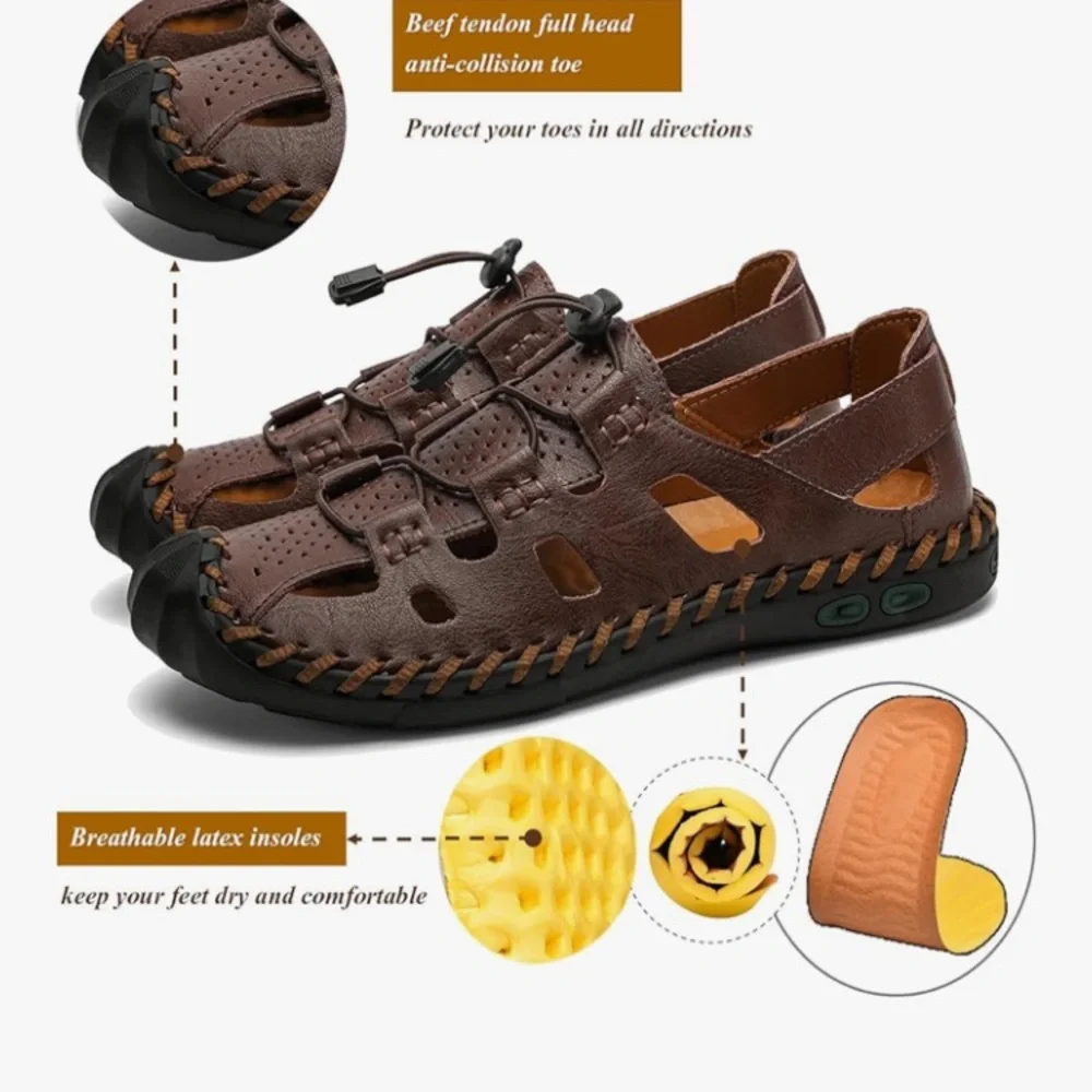 Brown Leather Men's Roman style Sandals
